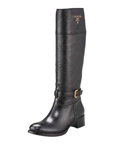 prada black flat boots|Prada snakeskin boots.